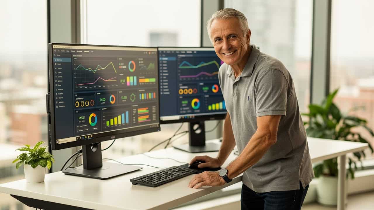 Expert PHP hosting support engineer at monitoring workstation